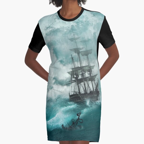 Aperçu de l'œuvre Épave de navire de mer de tempête océan bleu créée et vendue par livianasgifts.
