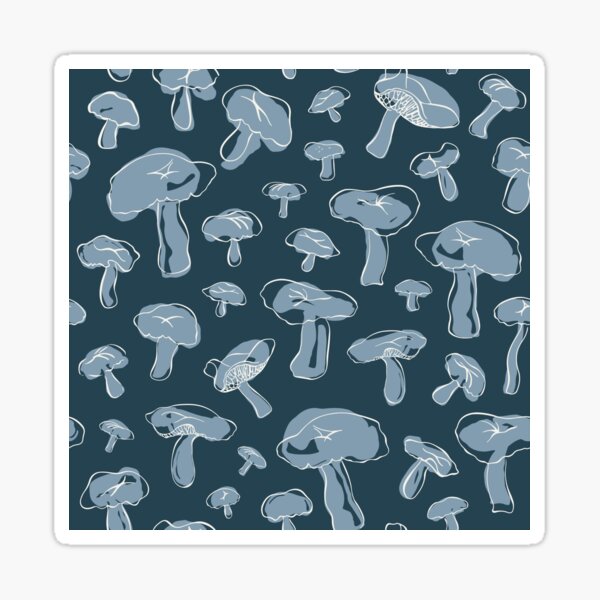 Hillside Mushrooms in Indigo Sticker