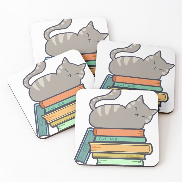 Item preview, cute sleeping book cat designed and sold by moonbean-art.