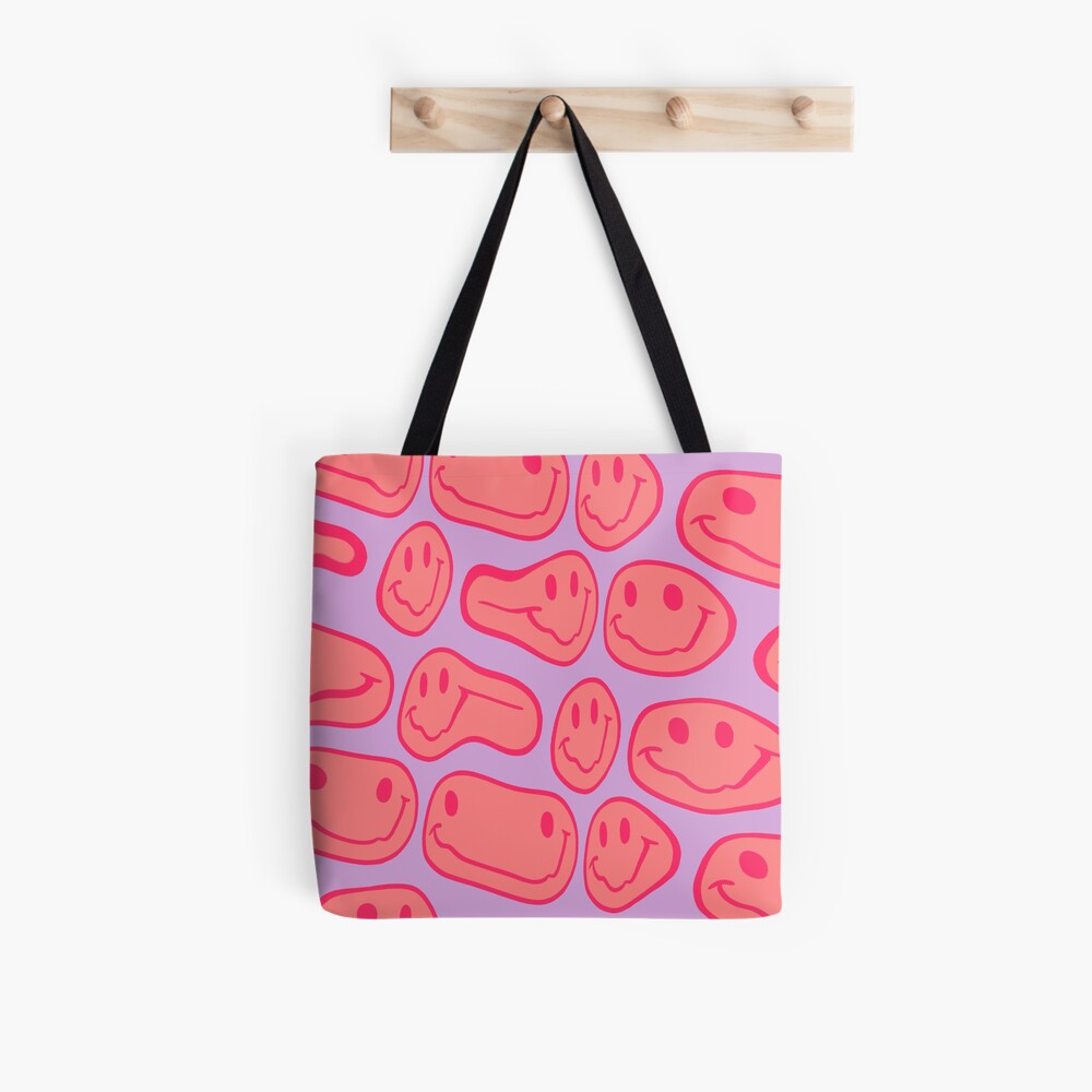 Pastel Purple Dripping Smiley Tote Bag