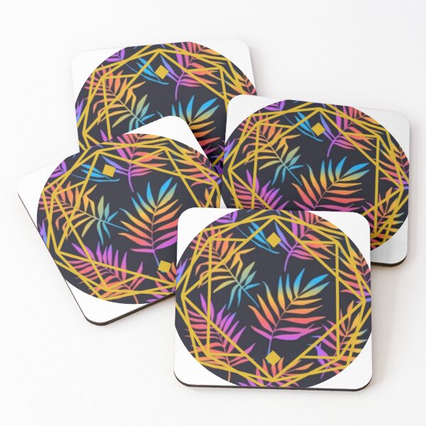 Item preview, Geometric abstract pattern with colored leaves designed and sold by SKMAXX.