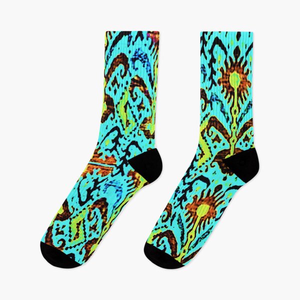Item preview, Turquoise and golden combination, Beauty of Ikat print designed and sold by LeFabriqueOuz.