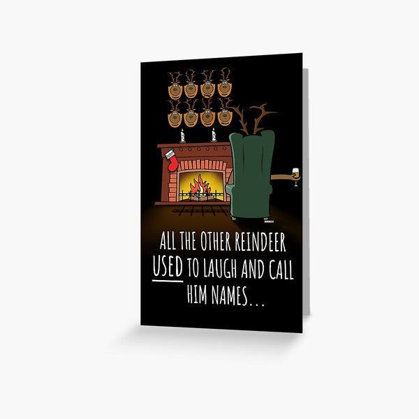 Item preview, Reindeer USED to laugh funny Christmas Card designed and sold by Nerd Shizzle.