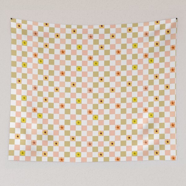 Item preview, Cojines Checkered Squares Flowers -Estampado geométrico artístico designed and sold by ninoladesign.