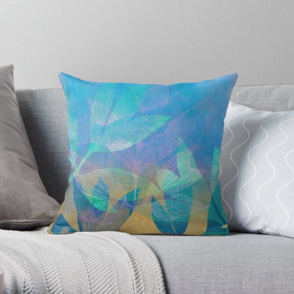 Peony leaves: botanical print Throw Pillow