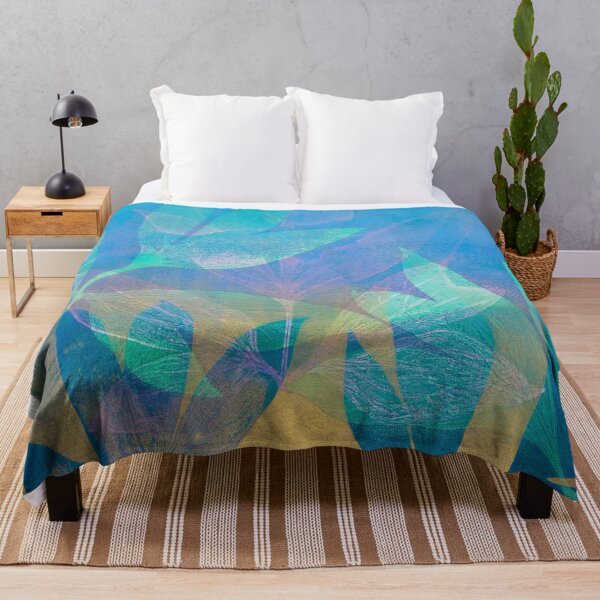 Peony leaves: botanical print Throw Blanket