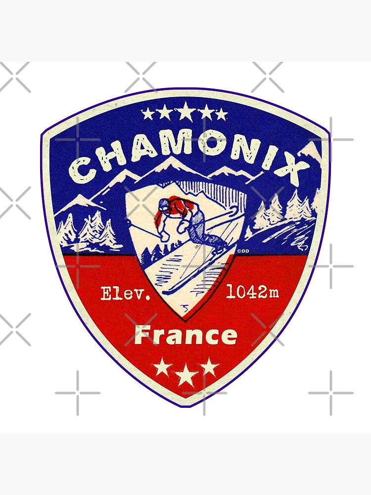 Disover Chamonix France Skiing Ski Mountains Skier Premium Matte Vertical Poster