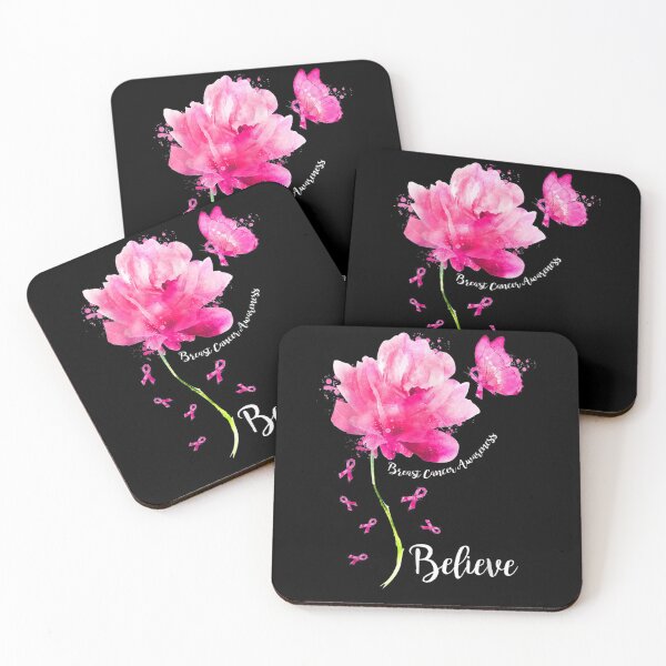 Item preview, Believe Flower Butterfly Pink Ribbon Breast Cancer Awareness designed and sold by tolivia.