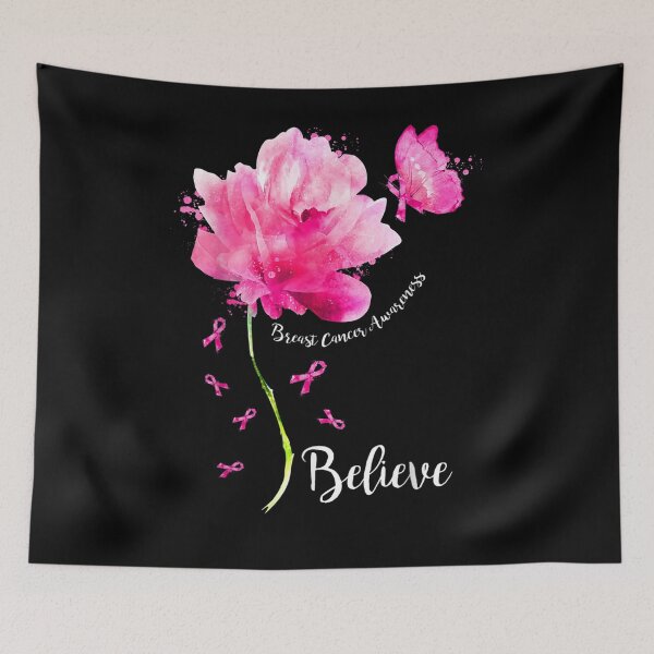 Item preview, Believe Flower Butterfly Pink Ribbon Breast Cancer Awareness designed and sold by tolivia.