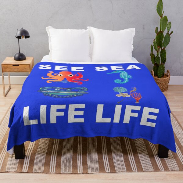 Item preview, See Sea Life Life Octopus Seahorse Blue Crab Coral Blue designed and sold by KeysTreasures.