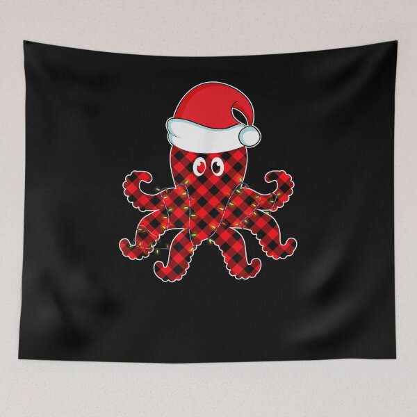 Item preview, Red Plaid Octopus Christmas Lights Pajamas Kids designed and sold by nancyholly.