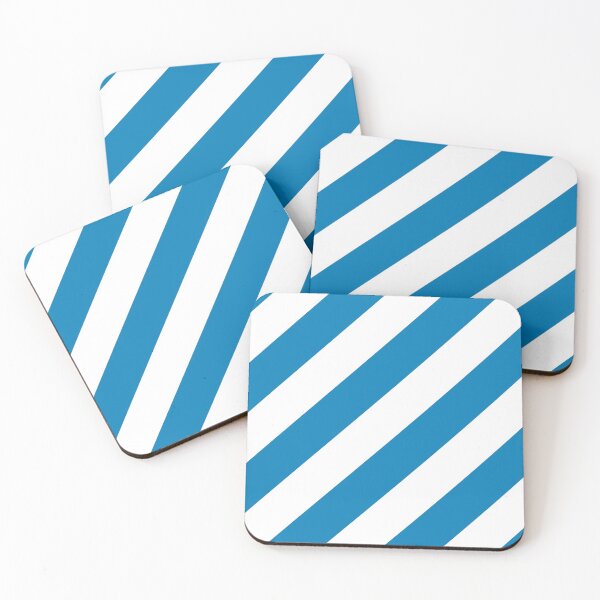 Item preview, Blue and White Diagonal Stripe Pattern 2022 Trending Color - Colour - Hue - Shade Pantone Ibiza Blue 17-4245 designed and sold by ColorOfTheYears.