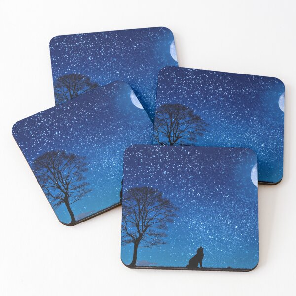 Item preview, wolf howling to moon at night designed and sold by AdegbesanDesign.