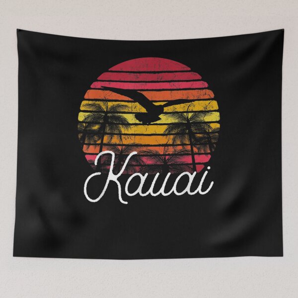 Item preview, Kauai Hawaii Vintage Retro Beach Palm Tree Surf Swim Sunset designed and sold by patsa4.