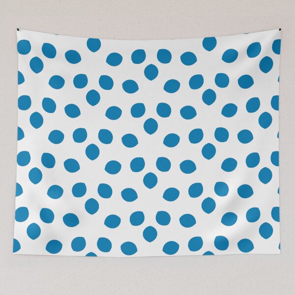 Item preview, Blue and White Minimal Shape Ornamental Pattern 2022 Trending Color - Colour - Hue - Shade Pantone Ibiza Blue 17-4245 designed and sold by ColorOfTheYears.