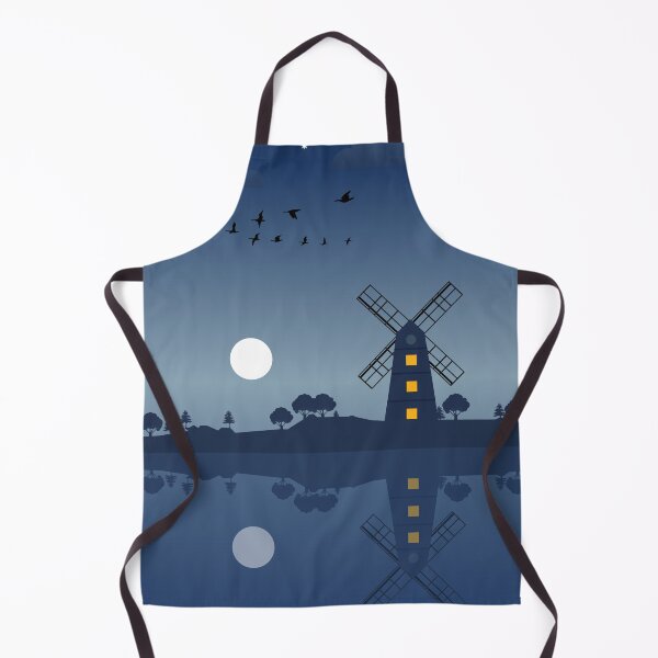 Item preview, moonlit windmill with reflection on water designed and sold by The Parallel X.