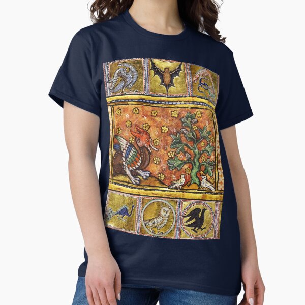 Item preview, MEDIEVAL BESTIARY,RED DRAGON TREE LIFE AND BIRDS . FANTASTIC ANIMALS IN GOLD RED BLUE COLORS designed and sold by BulganLumini.