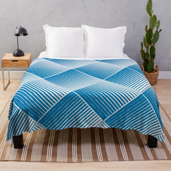 Item preview, Blue and White Square Mosaic Stripe Pattern 2022 Trending Color - Colour - Hue - Shade Pantone Ibiza Blue 17-4245 designed and sold by ColorOfTheYears.