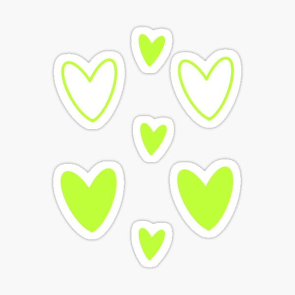 "Bright Green Hearts" Sticker for Sale by CPArtStudios Redbubble