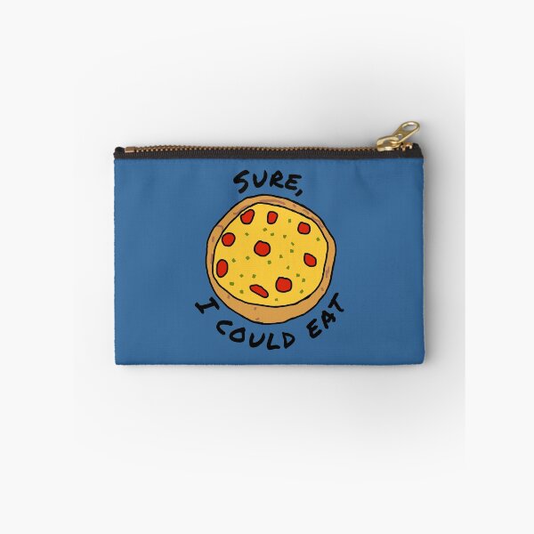 Aperçu de l'œuvre Funny Cartoon Food Pepperoni Pizza avec texte sûr que je pourrais manger créée et vendue par ellenhenry.