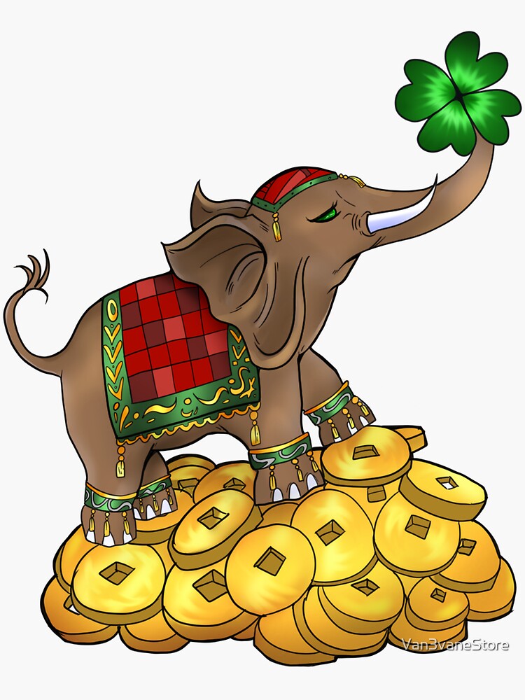 Lucky Elephant Sticker For Sale By Van3vanestore Redbubble