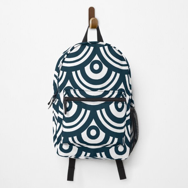 Item preview, Retro navy blue and white semicircles designed and sold by IoanaHraball.