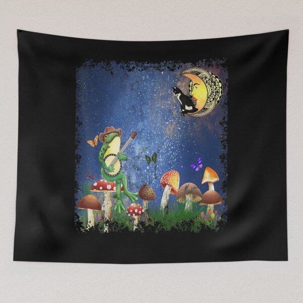 Item preview, Crescent Moon Cat Mushroom Forest Banjo Frog designed and sold by robinxam.