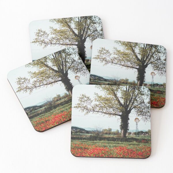 Item preview, Poppy field and windmill in rural setting  designed and sold by sarahernaandez.