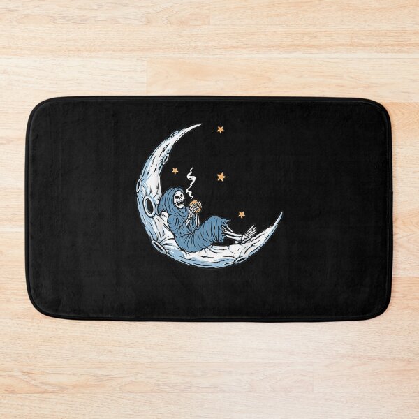 Item preview, Halloween Coffee Drinking Skeleton Skull Sitting On The Moon designed and sold by robinxam.