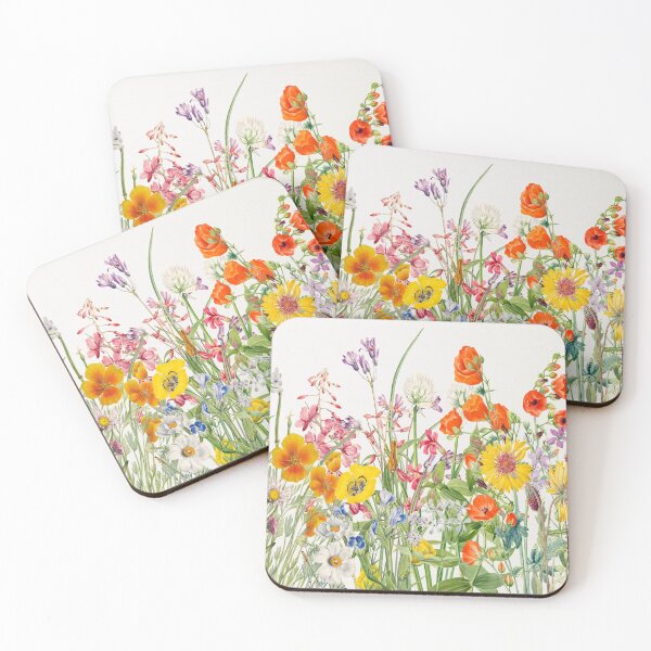 Item preview, Wild colored flowers field designed and sold by Cattigal.