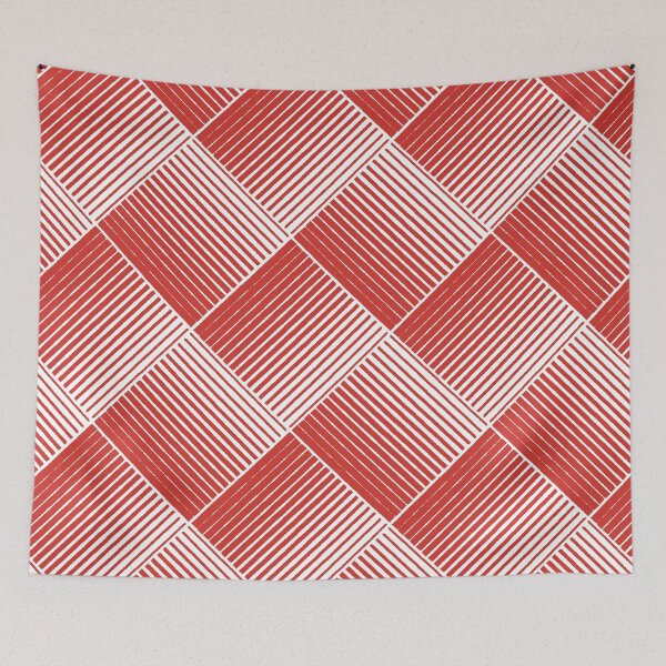 Item preview, Red and White Square Mosaic Stripe Pattern 2022 Trending Color - Colour - Hue - Shade Pantone Red Alert 18-1559 designed and sold by ColorOfTheYears.