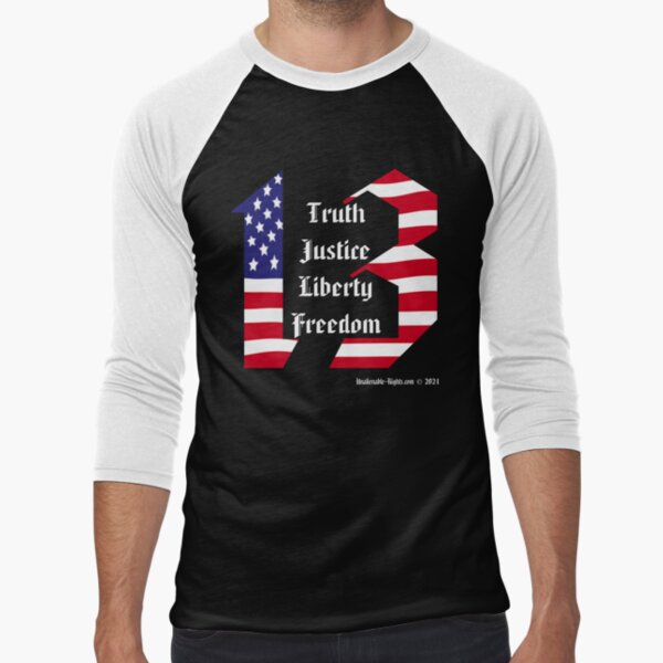 Number 13 Stars and Stripes Baseball ¾ Sleeve T-Shirt