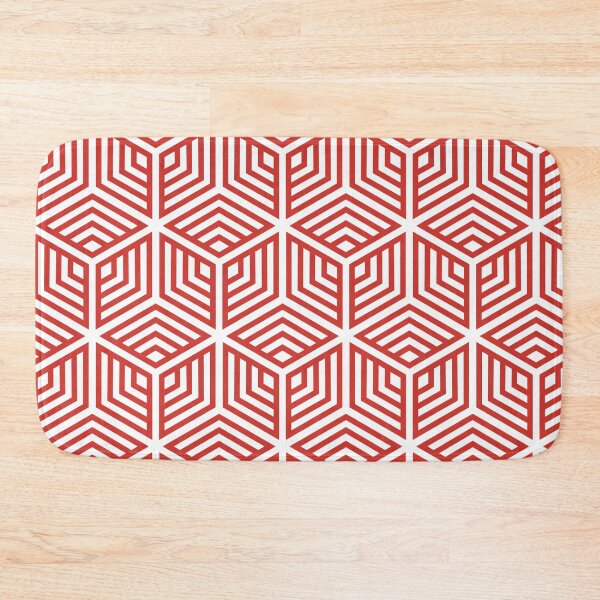 Item preview, Red and White Ornamental Cube Geometric Pattern 2022 Trending Color - Colour - Hue - Shade Pantone Red Alert 18-1559 designed and sold by ColorOfTheYears.