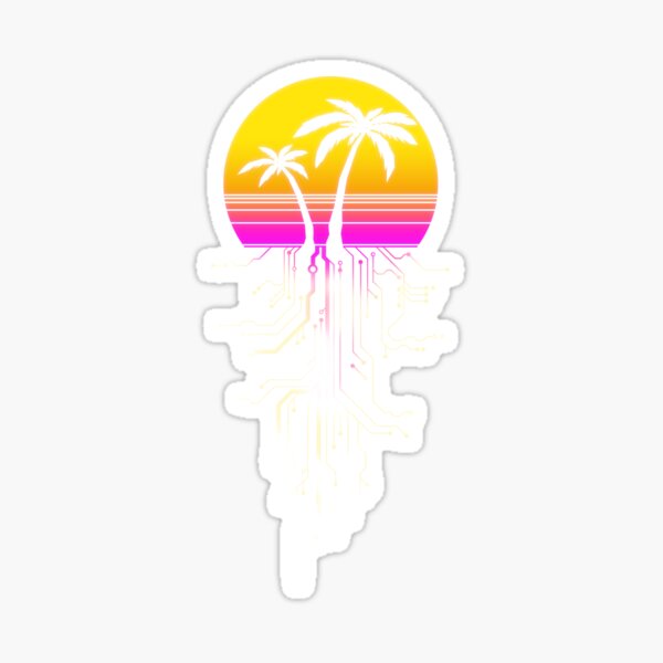 Aperçu de l'œuvre Palm Tree Synth Sunrise créée et vendue par forge22.
