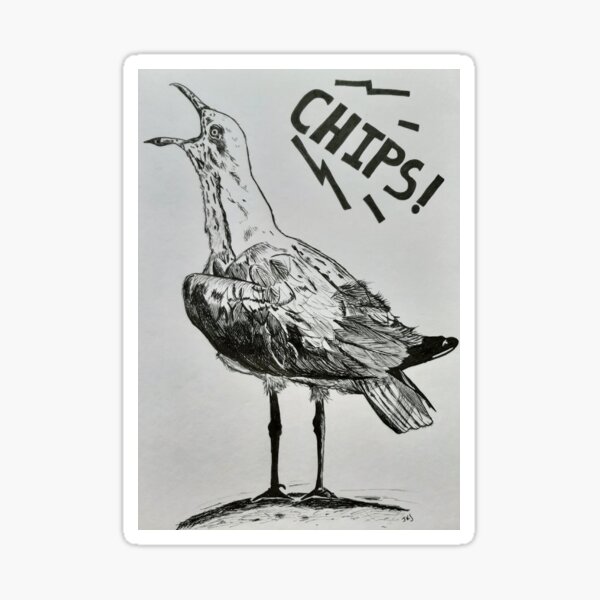 Item preview, Hungry Seagull shouting Chips!  designed and sold by JoSymondsArt.