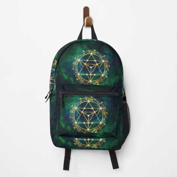 Item preview, Merkabah Ascension: Sacred Geometry Floral Wreath on Starry Nebula Green designed and sold by Art-PraveenRai.