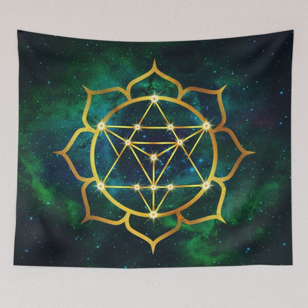 Item preview, Merkabah Ascension: 8-Petal Lotus Sacred Geometry on Starry Teal Nebula designed and sold by Art-PraveenRai.