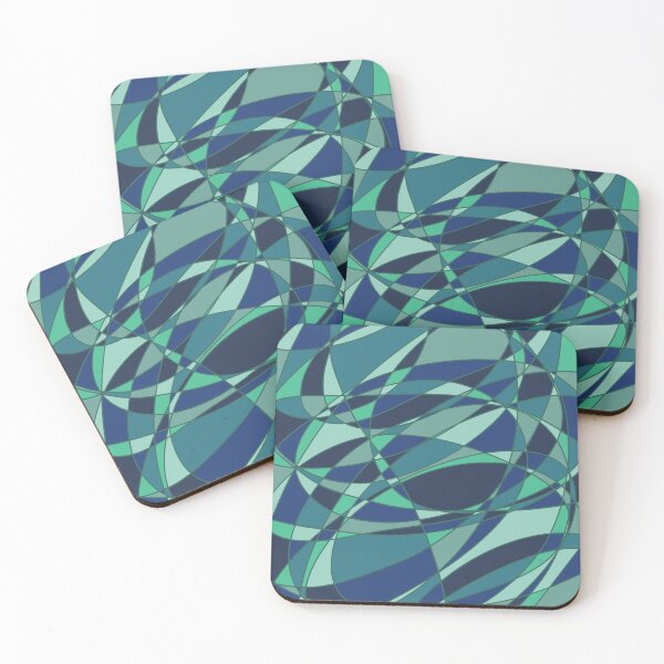 Item preview, Aqua Blue Teal Geometric Abstract Art Painting Print Shapes designed and sold by hopecope.