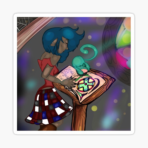Silly Cat in the Spell Book Sticker