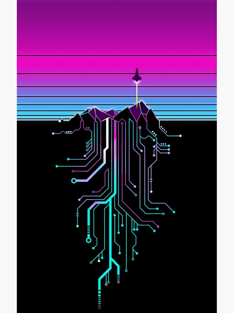 Vaporwave Aesthetic Cyberpunk Mountain Sunset by forge22