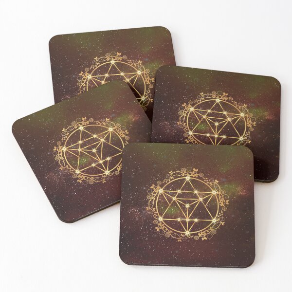 Item preview, Merkabah Ascension: Sacred Geometry Floral Wreath on Starry Amber Nebula designed and sold by Art-PraveenRai.