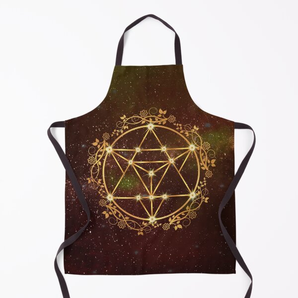 Item preview, Merkabah Ascension: Sacred Geometry Floral Wreath on Starry Amber Nebula designed and sold by Art-PraveenRai.