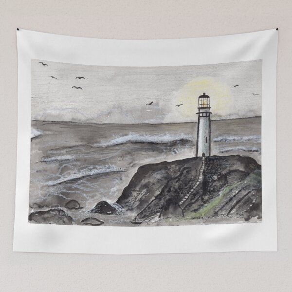 Item preview, Expressive Lighthouse Mixed Media Painting designed and sold by Sandra Connelly.