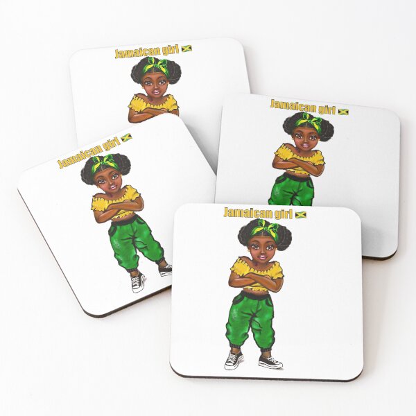 Item preview, Jamaican girl with crossed arms and colours of Jamaican flag in black green and gold inside a heart shape designed and sold by Artonmytee.