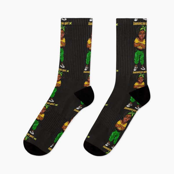 Item preview, Jamaican girl with crossed arms and colours of Jamaican flag in black green and gold inside a heart shape designed and sold by Artonmytee.