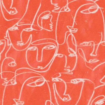 Artwork thumbnail, Abstract pink faces classical by Inkandcolours