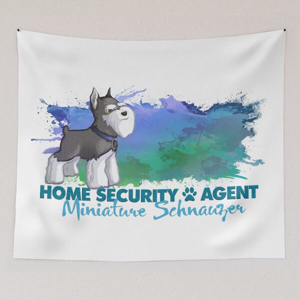 Item preview, Miniature Schnauzer Dog w Cropped Ears as Home Security Gray designed and sold by Tazmaa.