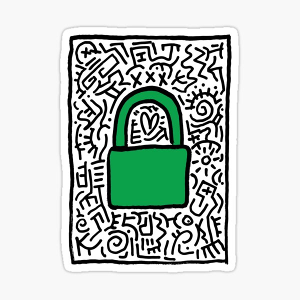 Padlock vintage patent drawing - Lock - Sticker