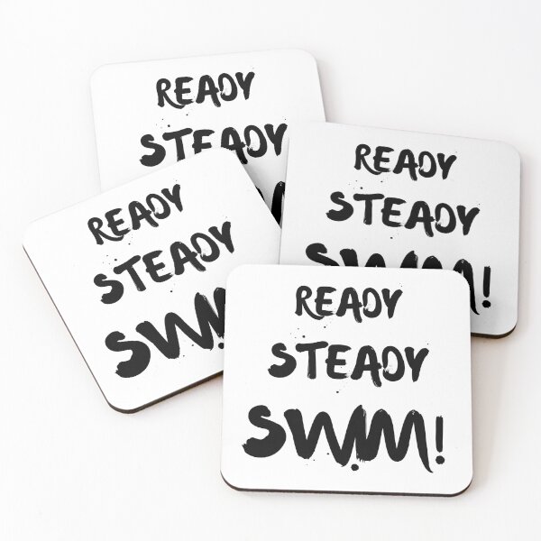 Item preview, Ready steady swim! Swimming lover slogan black & white designed and sold by Wildflow Creations.