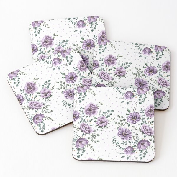 Item preview, Floral seamless pattern. Purple anemones and green leaves on the light purple background. Endless background with beautiful gentle flowers.  designed and sold by BananiLettering.